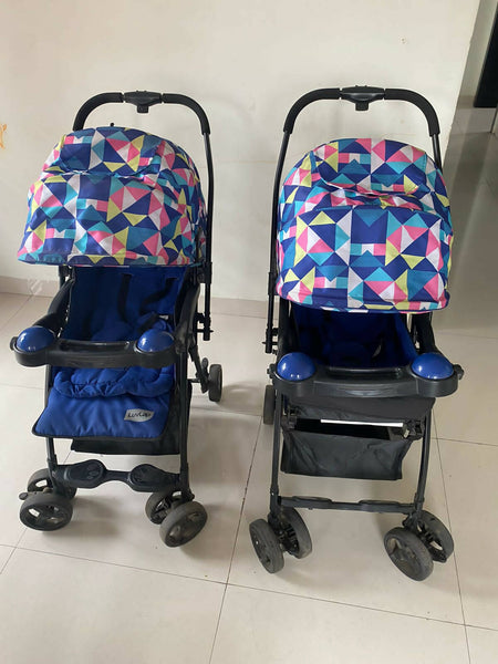 LUVLAP Joy Stroller Pram for Baby Blue Set of 2 perfect for twins twin stroller PyaraBaby