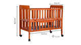 ARCEDO Florence Wooden Baby Cot With Mosquitoes net, Dimensions: H82.5×W59.6×L102.8 cm - PyaraBaby