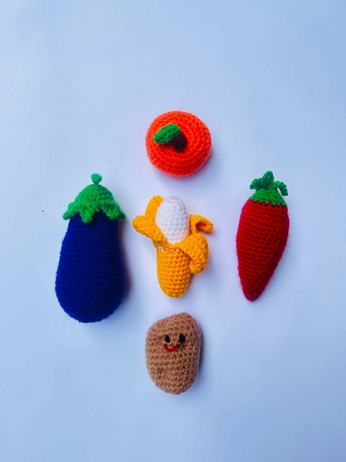 Hand Crocheted Fruits and Vegetables Basket (combo options available) - PyaraBaby