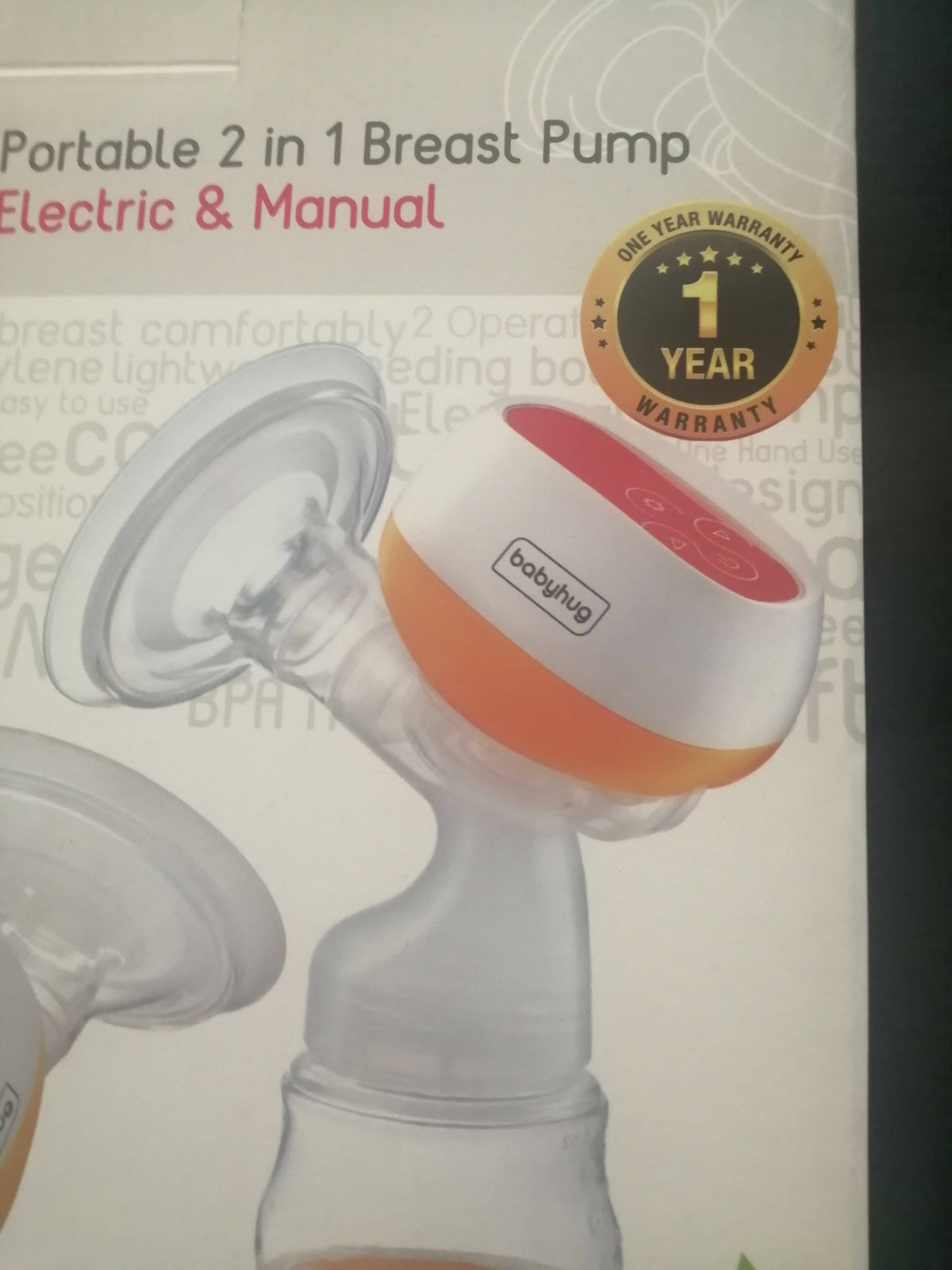 BABYHUG Portable 2 in 1 Electric & Manual Breast Pump - Brand new