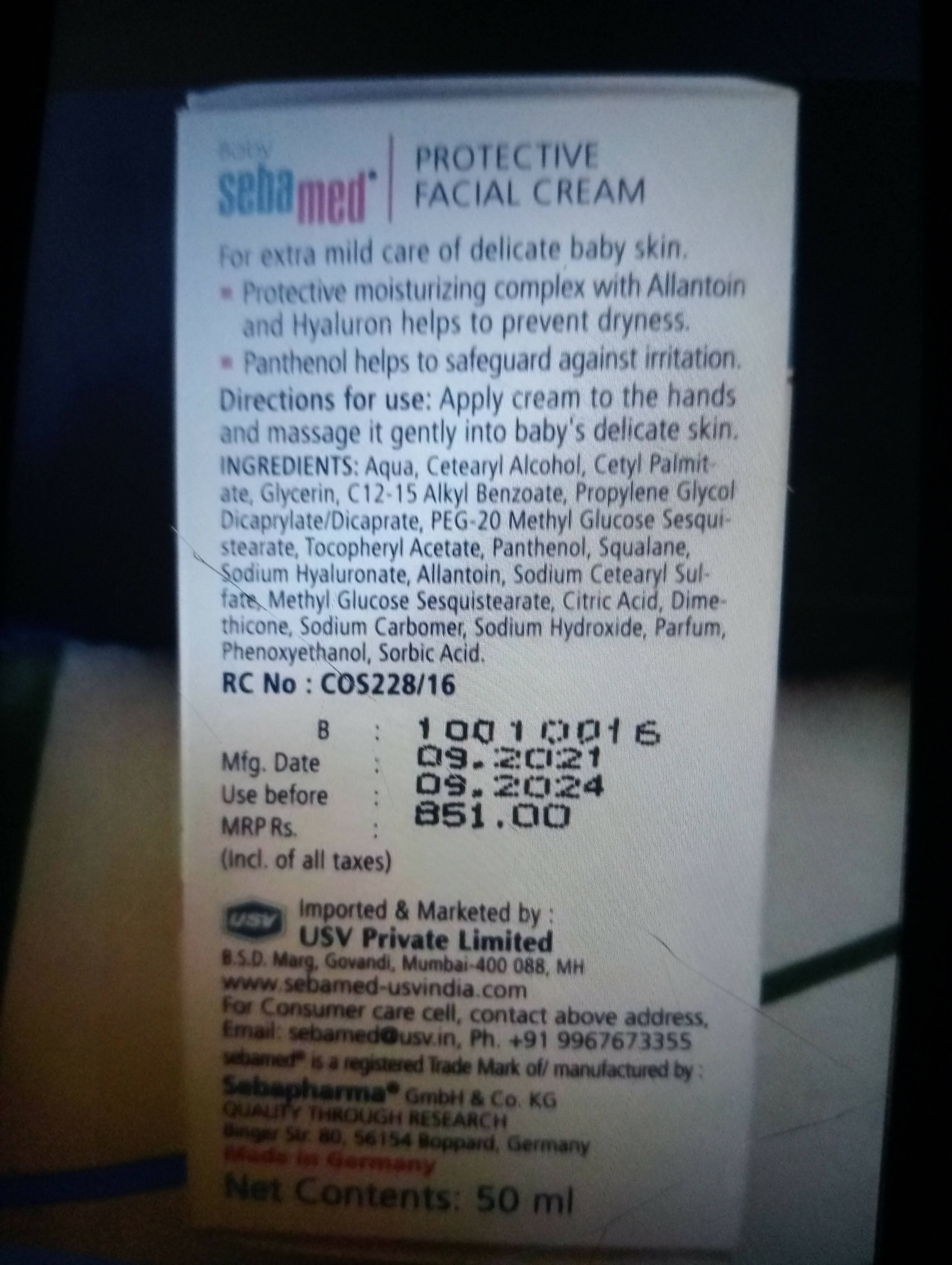 SEBA MED Protective facial cream