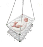 Cotton Newborn Baby Cradle Hanging Crib Hammock Swing Sleep Bed Cradle for Outdoor Indoor Use | Baby Palna/Baby Thottil/Newborn Baby Hanging Bed/Newborn Baby Swing 0 to 2 Years (White) - PyaraBaby