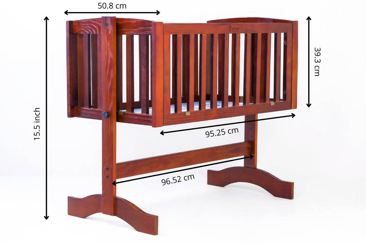 Clinton Baby Wooden Swing With Mosquito Net & Swing Stopper Knob Made With Non-Toxic Material, Dimensions- L 95.25 x B 50.8 x H 83.8 cm - PyaraBaby
