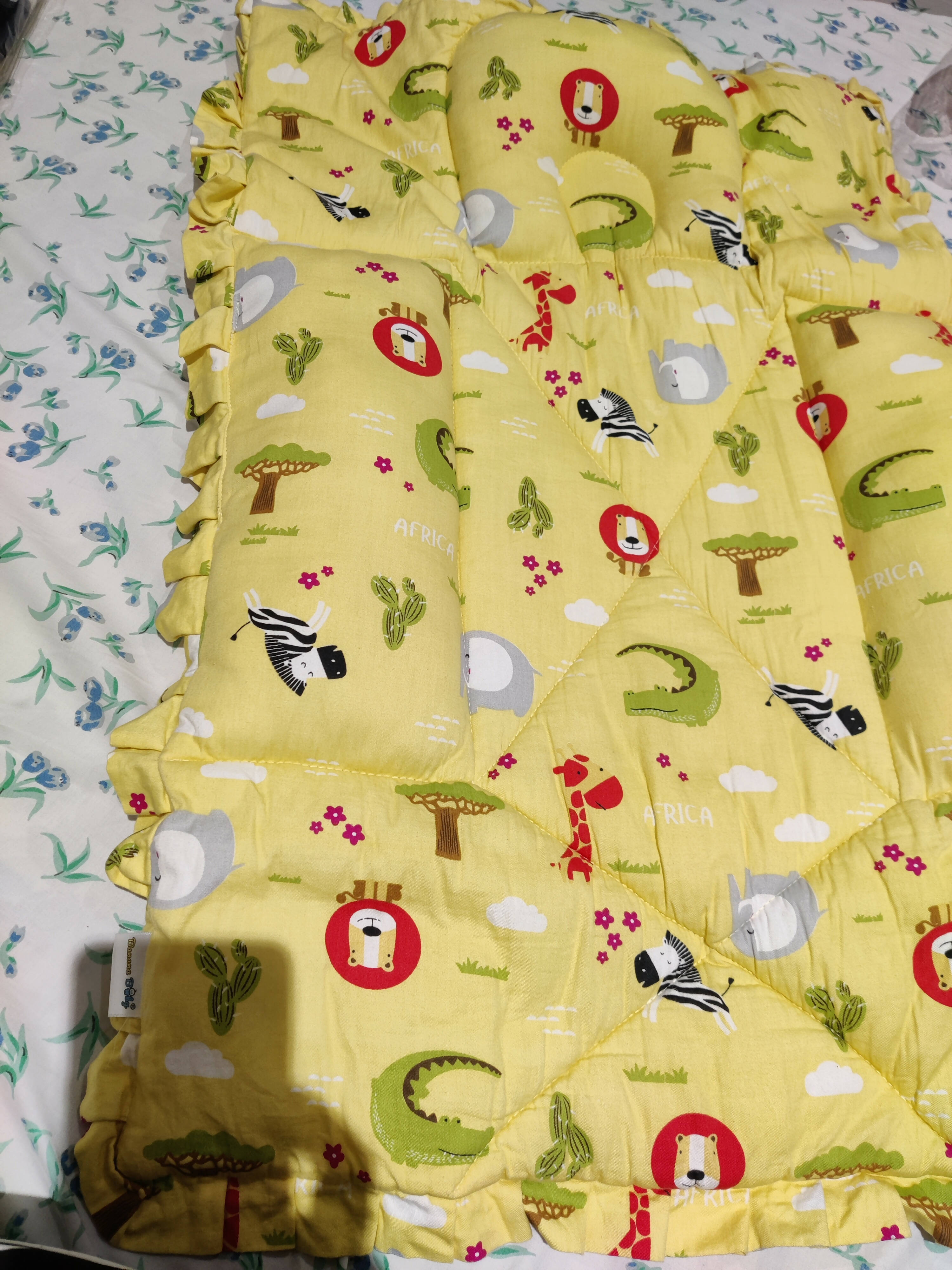Baby bed / Mattress with mosquitoes net & pillows - Combo of 2 - PyaraBaby