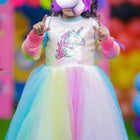 Baby Girl’s Unicorn Themed Frock with Unicorn Hair Band Full Length Gown - PyaraBaby
