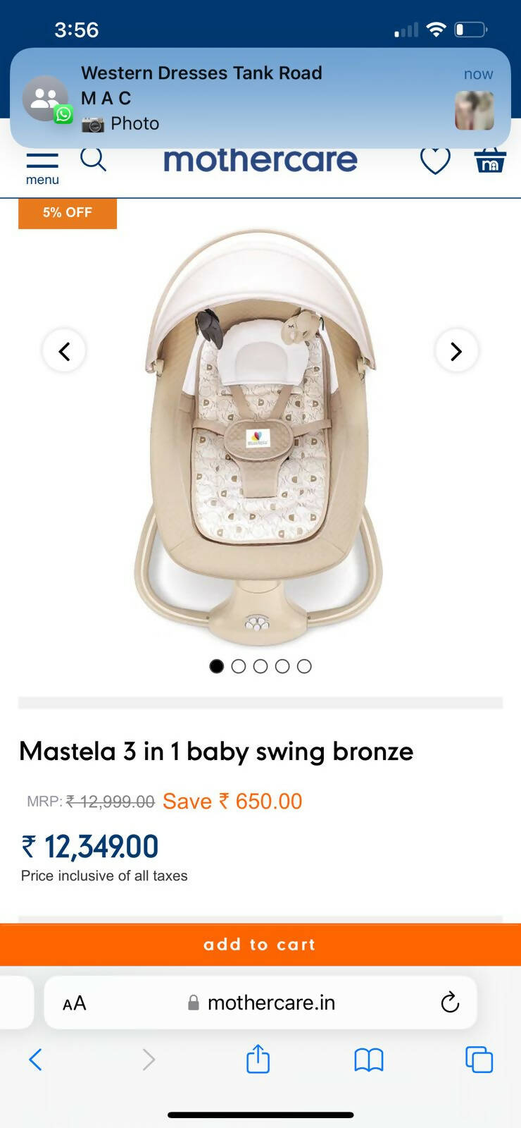 MASTELA 3 In 1 Baby Swing - Bronze - PyaraBaby