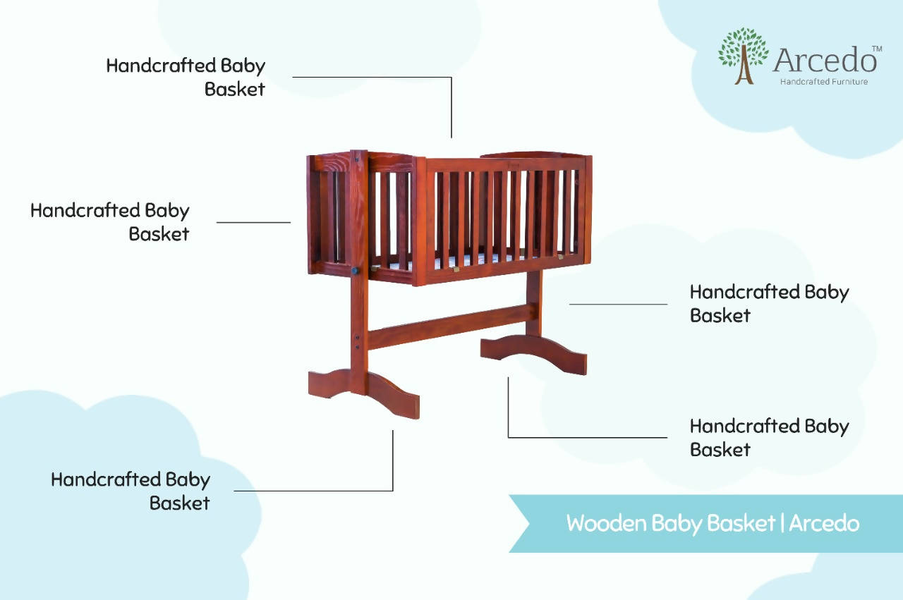 Clinton Baby Wooden Swing With Mosquito Net & Swing Stopper Knob Made With Non-Toxic Material, Dimensions- L 95.25 x B 50.8 x H 83.8 cm - PyaraBaby
