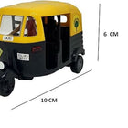 Auto Rickshaw Toy for Kids Pull Back Action Mini Auto Rickshaw Mini for Kids (Black, Yellow) ( Pack of 1) - PyaraBaby