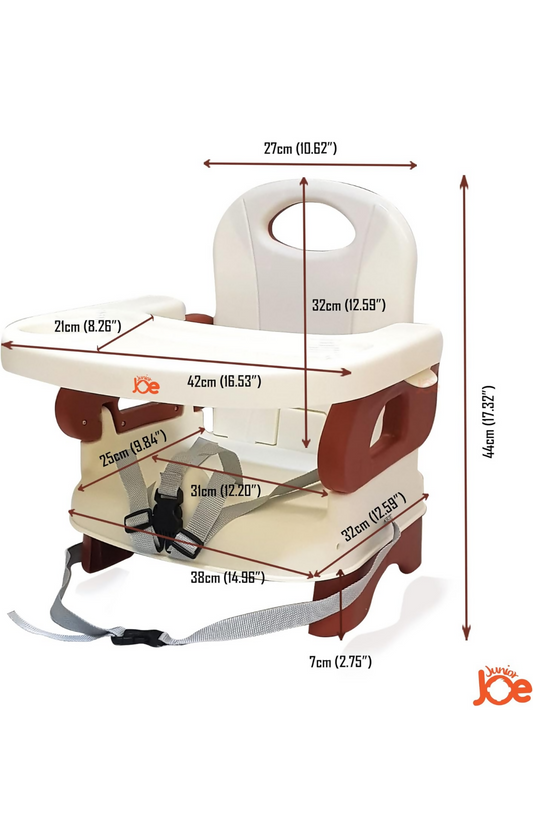 JUNIOR JOE 2 in 1 Baby Booster Seat With Removable Dining Tray and Safety Belt (BROWN)
