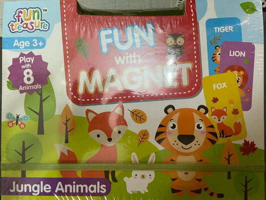 FUN TREASURE Fun with Magnet (Magnet sheets and flash cards) for 3+ years (Jungle Animal themed) - PyaraBaby