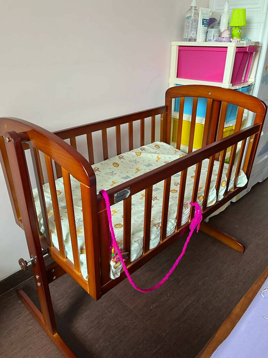 BABYHUG Joy Cradle with Mosquito Net - Brown, Dimensions: 98L X 57.5W X 81H Cm