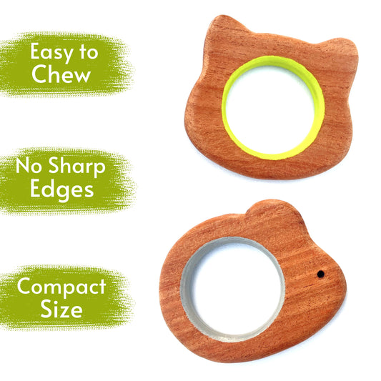 Soothe your baby's teething naturally with Babycov's Cute Mouse and Cat Neem Wood Teethers - organic goodness for safe and playful chewing!
