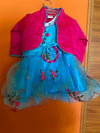 Netted with Silk Partywear Frock/Dress (With Coat)