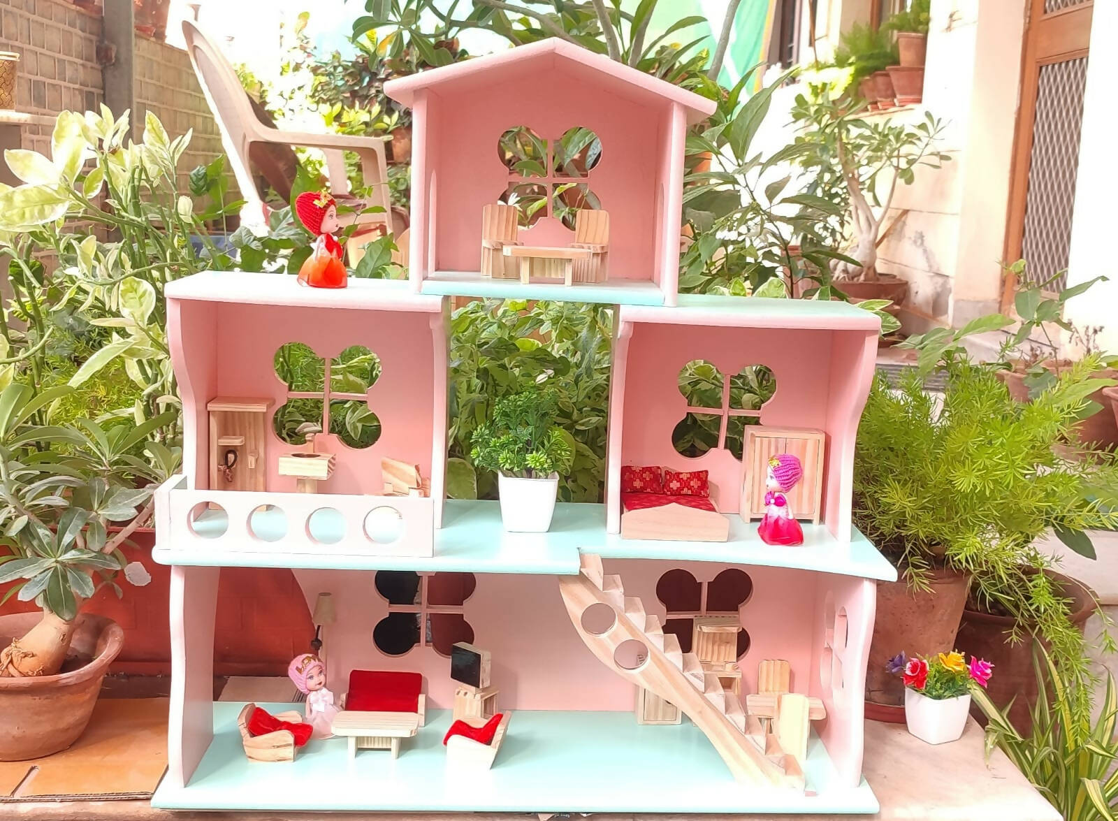 Wooden Doll House- Multi Arrangement 3 Storied Play Set - PyaraBaby