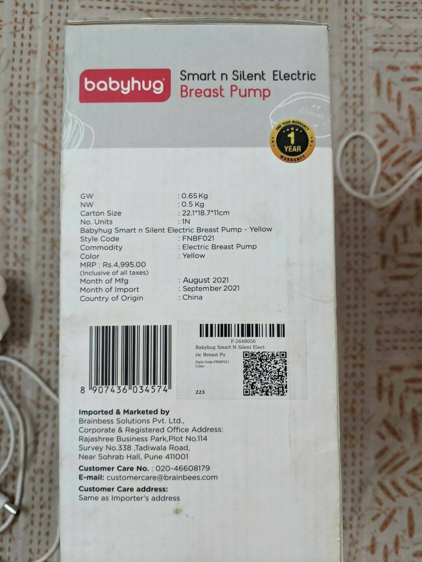BABYHUG Smart N Silent Electric Breast Pump - PyaraBaby