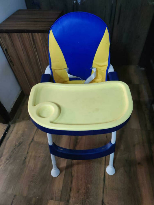 STAR AND DAISY Comfort 3 in 1 Multifunctional High chair/Booster chair/Normal chair with detachable tray, Adjustable height, Soft cushion for kids/baby (Yellow Blue)