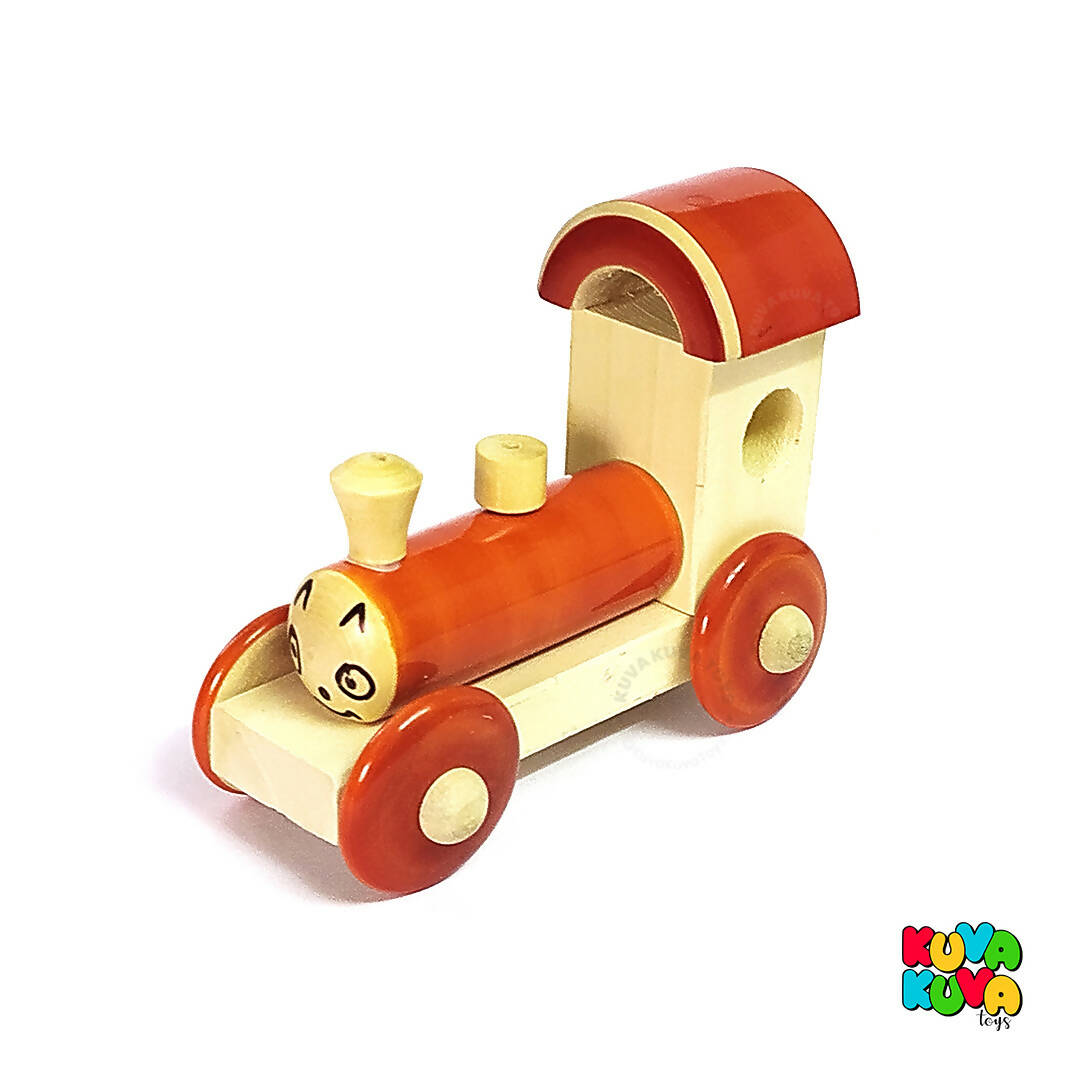 Wooden Train Engine Push/Pull Toy for 12+ Months Kids, Preschool Toys - Multicolor-All New (Pack of 1) - PyaraBaby