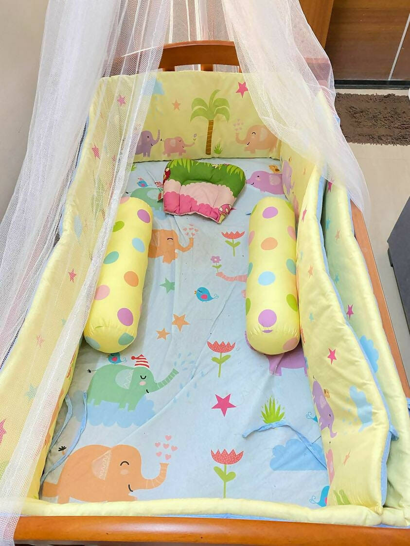 Introducing the BABYHUG Cradle with Mosquito Net and Mattress—a complete sleep solution for your little one's comfort and safety.