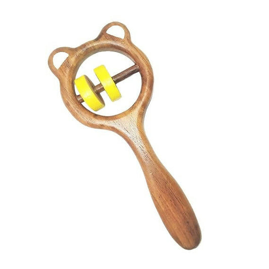 Encourage your baby's development with Babycov's Beautiful Rattle - crafted from natural wood for safe and stimulating play!