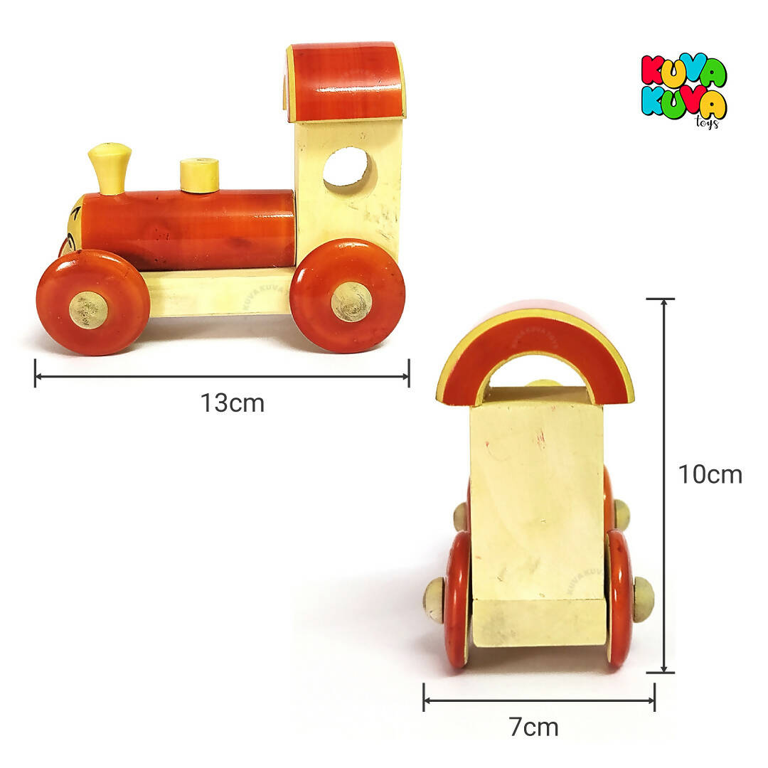 Wooden Train Engine Push/Pull Toy for 12+ Months Kids, Preschool Toys - Multicolor-All New (Pack of 1) - PyaraBaby