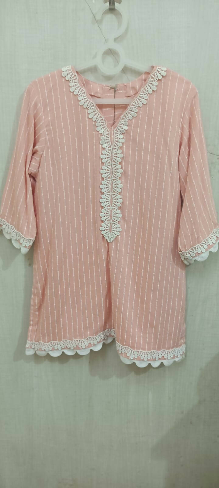 Beautiful Peach Color with White Color Stripes Cord Set for Baby Girl - PyaraBaby