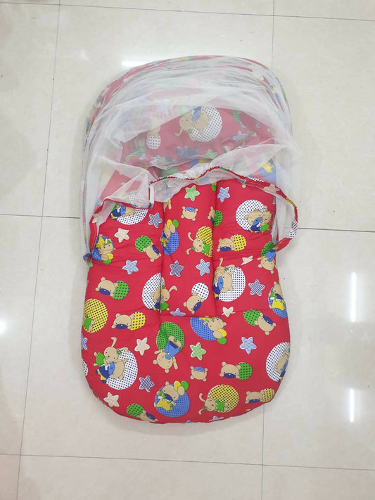 Baby Bed with Thick Mattress, Mosquito Net with Zip Closure & Neck Pillow, 78x45x40cm Size