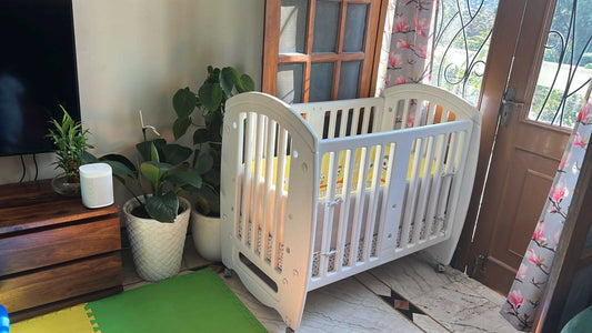 BABYHUG Baby Cot/Crib - White , Dimensions:- W x H x D: 71 cm x 100 cm x 108 cm - PyaraBaby