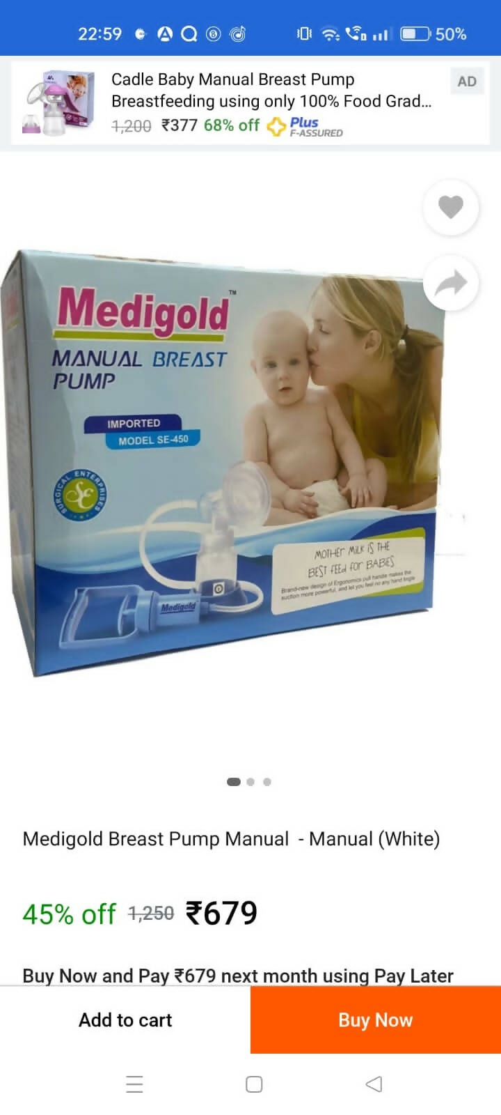 MEDIGOLD Manual Breast Pump - PyaraBaby