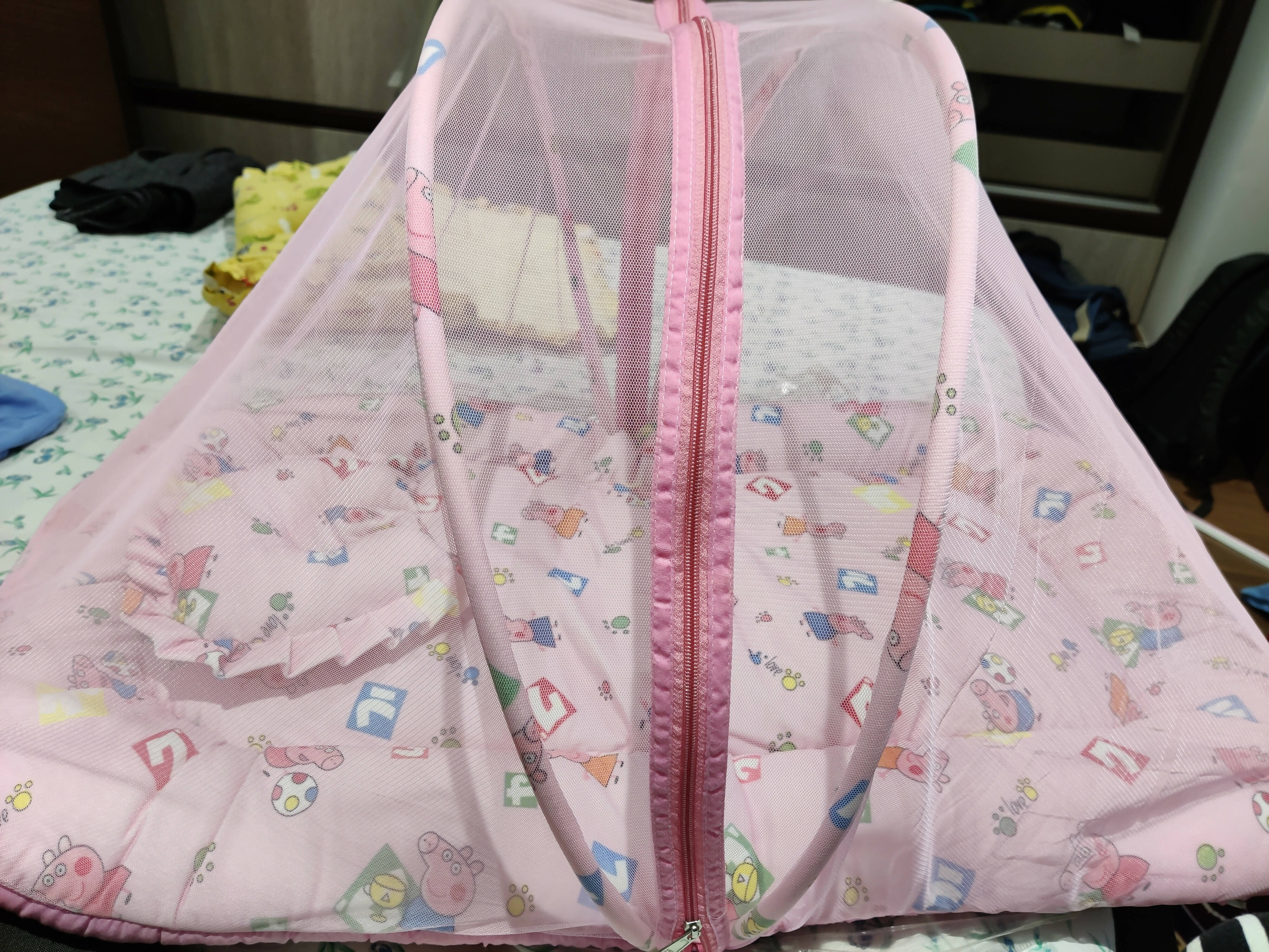 Baby bed / Mattress with mosquitoes net & pillows - Combo of 2