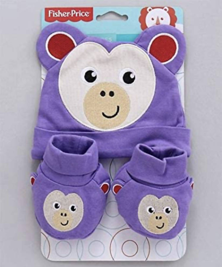 Fisher Price Baby Cap and Booties Set (Purple)