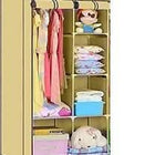 GRAZIA FABRIC COLLAPSABLE WARDROBE WITH 5 RACK AND 1 HANGER PORTION FOR TOYS AND CLOTH STORAGE-2-Door Foldable Wardrobe, 8 Racks, Black, Plastic - PyaraBaby