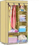 GRAZIA FABRIC COLLAPSABLE WARDROBE WITH 5 RACK AND 1 HANGER PORTION FOR TOYS AND CLOTH STORAGE-2-Door Foldable Wardrobe, 8 Racks, Black, Plastic - PyaraBaby