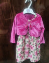 Beautiful Pink Floral Frock/Dress with Detachable Pink Jacket