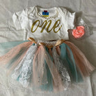 1st Birthday Girls printed tshirt with tutu skirt for first birthday - PyaraBaby