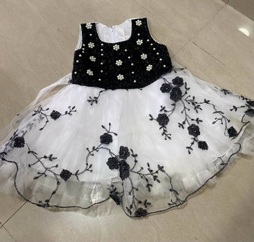 1st Birthday Black and White Dress/Frock for Baby Girl