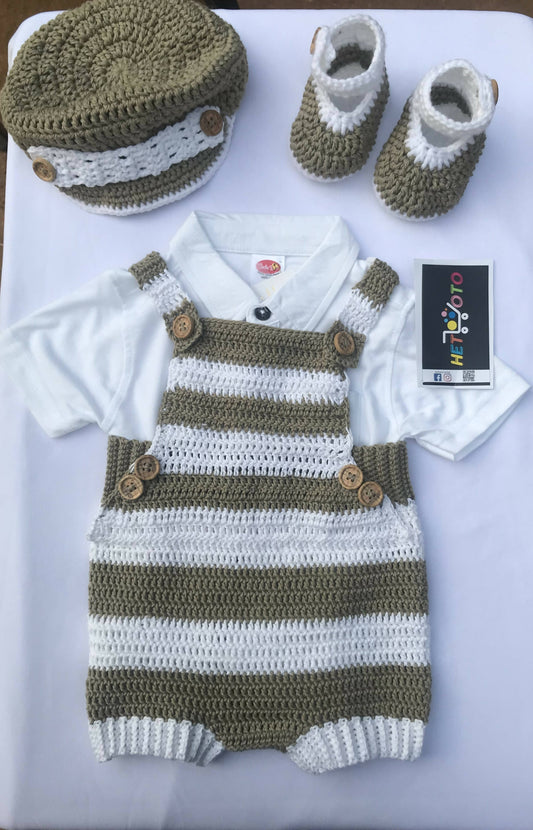 Crochet Romper set (With Shoes & cap) - PyaraBaby