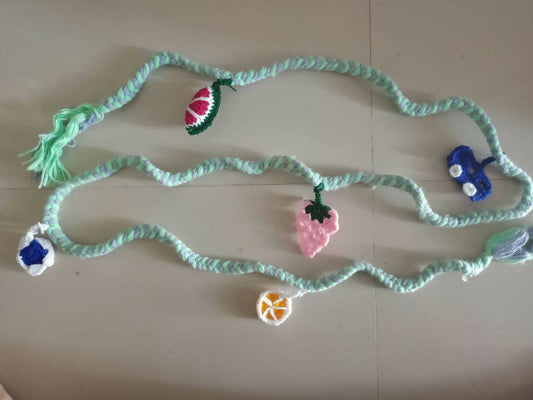 Beads and Woollen Work on Hangers for Baby Cradle/ Baby Jhula / Ghodiyu Dori or Lace with 5 Toy Charms