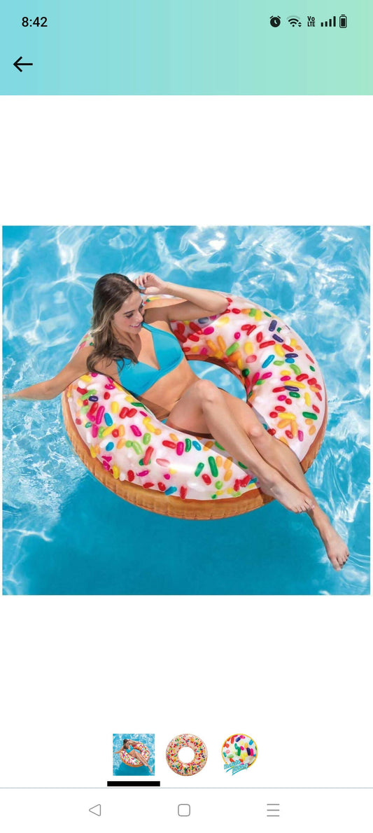 Rainbow Swimming Inflatable Donut Tube/Ring for Kids & Adults (Size:45" Diameter) - PyaraBaby