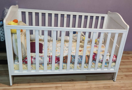 MOTHERCARE Darlington Baby Cot/Crib - White, Dimensions:1.44m x 93cm x 75cm