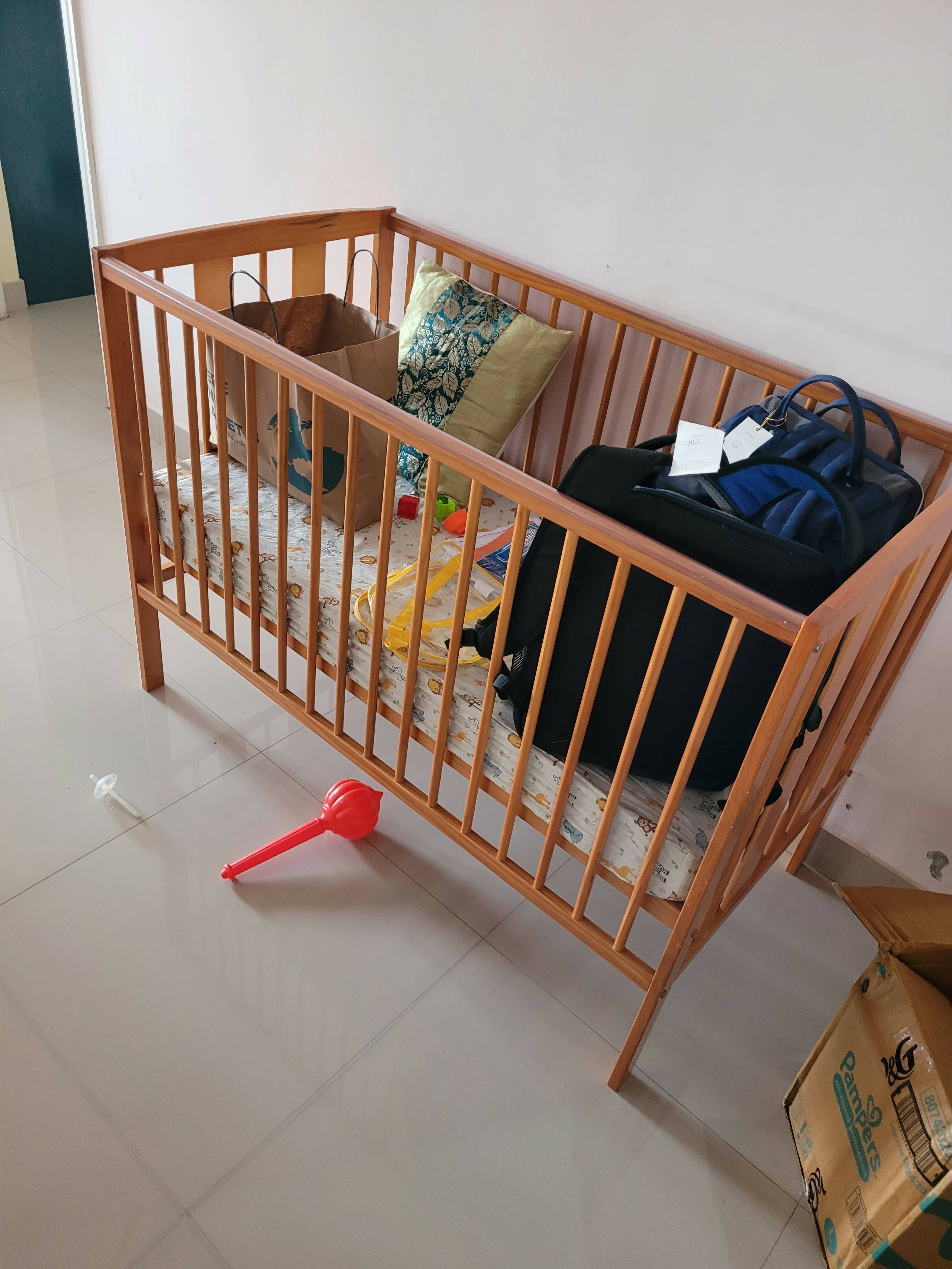 BABYHUG Malmo Wooden Cot, Dimensions: 120×60×10 cm - PyaraBaby