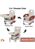 JUNIOR JOE 2 in 1 Baby Booster Seat With Removable Dining Tray and Safety Belt (BROWN)