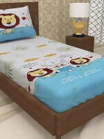 Abstract Cotton 1 Single Bedsheet With 1 Pillow Covers - PyaraBaby