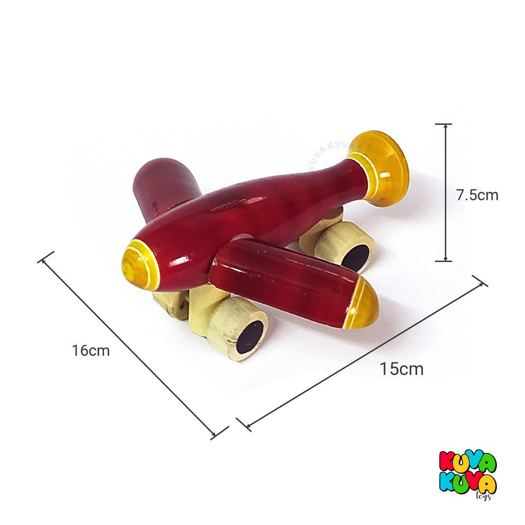 Wooden Aeroplane Push/Pull Toy for 12+ Months Kids, Preschool Toys - Multicolor-All New (Pack of 1) - PyaraBaby