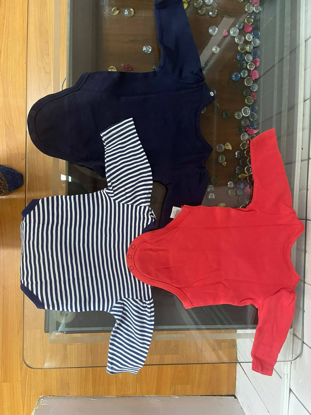 BABYOYE Eco Conscious 100% Cotton with Eco Jiva Finish Full Sleeves Onesie Pack of 3 - Red White Stripes & Blue - PyaraBaby