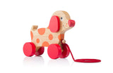 The wooden pull along dog, an adorable and classic children's toy, designed to encourage early mobility and imaginative play - PyaraBaby