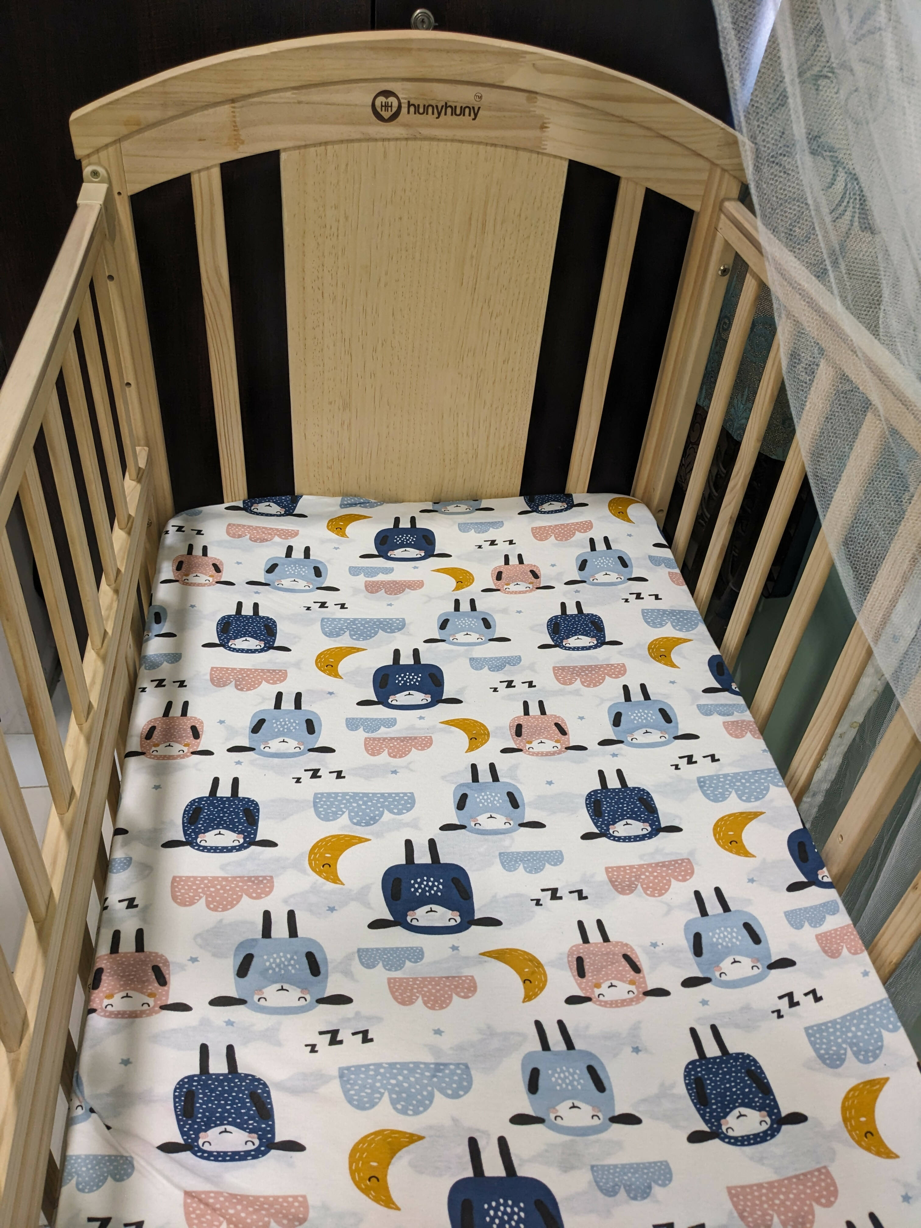 HUNY HUNY 12 in 1 Baby cot (Wooden rocking crib), Dimensions: 123×66×100 cm - PyaraBaby
