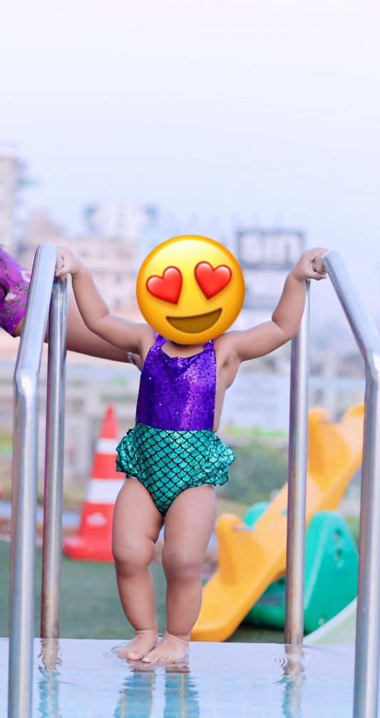 mermaid theme swimming costume for 1-2 year Girl