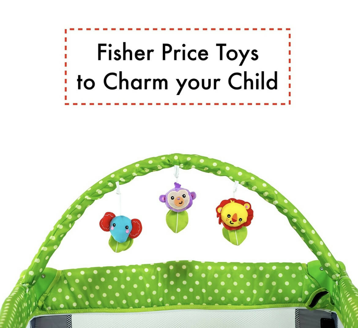 FISHER PRICE Portable Bed/Cot cum Playpen, Dimensions101L x 75W x 105H Cm - PyaraBaby