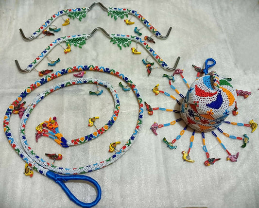 Beads and Woollen Work on Hangers for Baby Cradle/ Baby Jhula / Ghodiyu Full Set