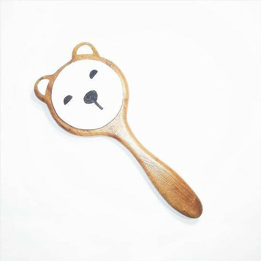 Inspire your baby's senses with Babycov's Wooden Bear Drum Rattle - crafted for safety and sensory delight!